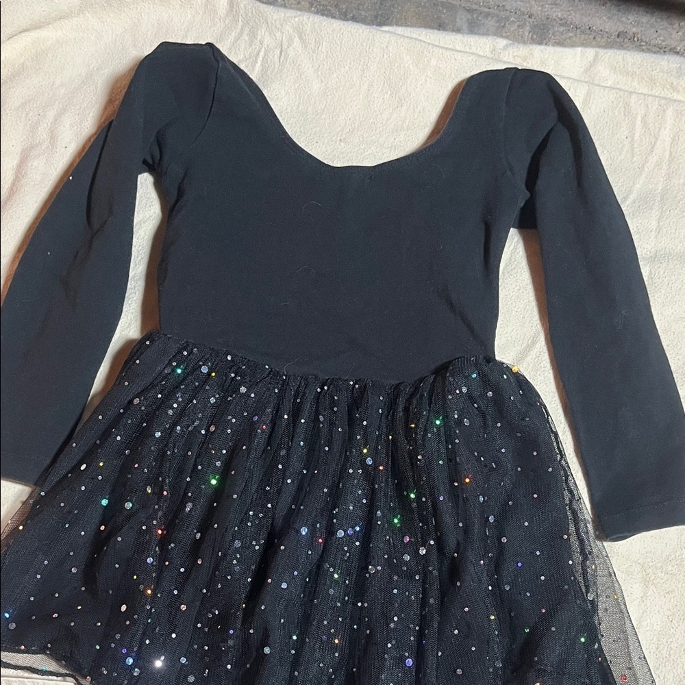 Arshiner Chic Black Kids Dance Costume with Sparkling Skirt - Picture 5 of 6